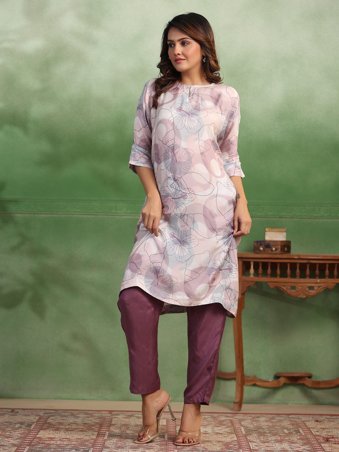 Pink Cotton Kurta Set for Women Kurti set Rangdeep-Fashions 