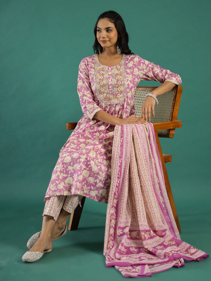 Pink Cotton Kurta Set with Dupatta Kurti set SANSKRUTI HOMES 