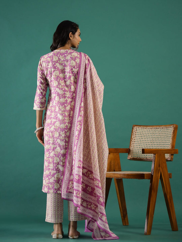 Pink Cotton Kurta Set with Dupatta Kurti set SANSKRUTI HOMES 