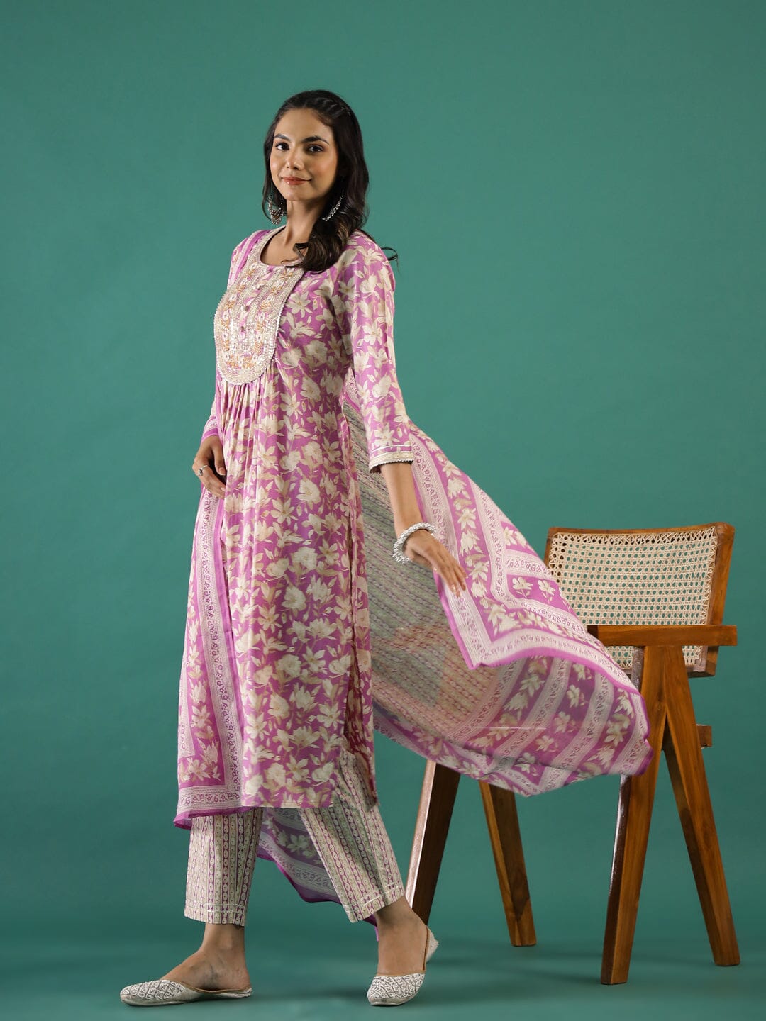 Pink Cotton Kurta Set with Dupatta Kurti set SANSKRUTI HOMES 