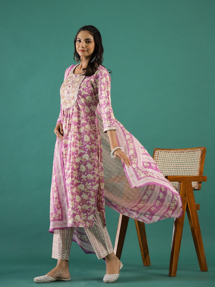 Pink Cotton Kurta Set with Dupatta Kurti set SANSKRUTI HOMES 