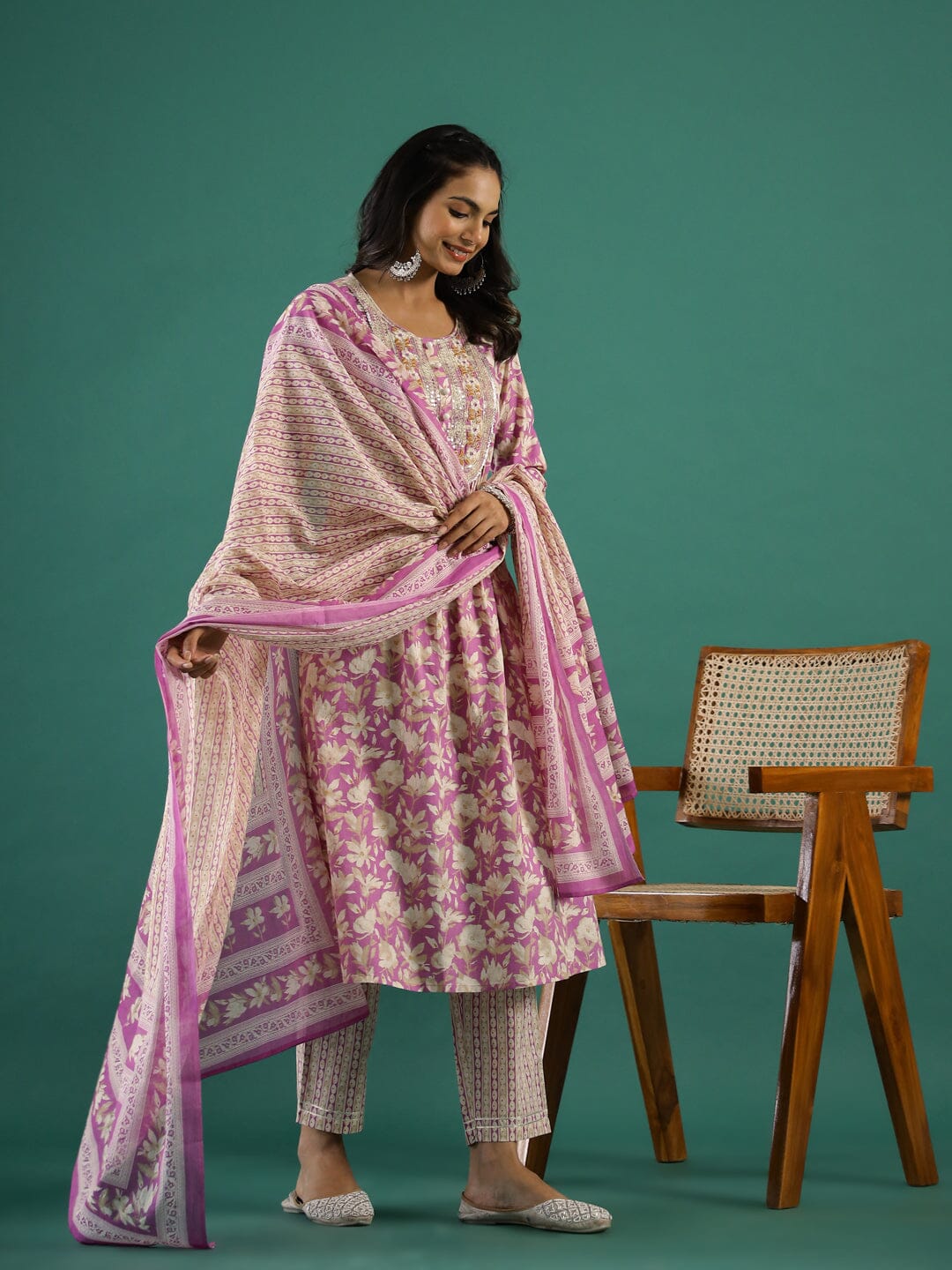 Pink Cotton Kurta Set with Dupatta Kurti set SANSKRUTI HOMES 