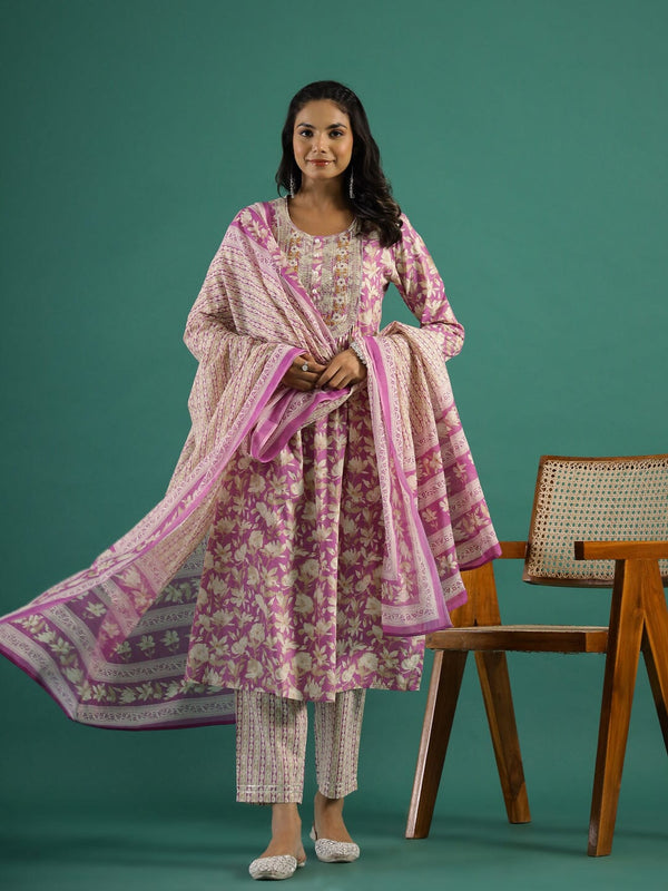 Pink Cotton Kurta Set with Dupatta Kurti set SANSKRUTI HOMES 