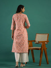 Pink Ethnic Motif Printed Cotton Straight Kurta muslin kurta Rangdeep-Fashions 