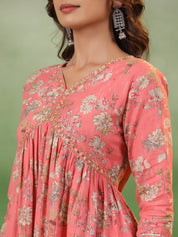 Pink Floral Printed Kurta Set with Dupatta Kurta set Rangdeep-Fashions 