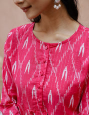 Pink Geometric Print Kurta Set Kurta set Rangdeep-Fashions 