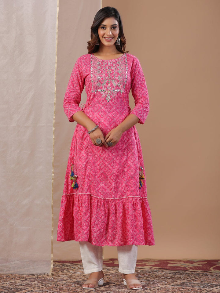 Pink Printed Kurta Set with Dupatta Kurta set Rangdeep-Fashions 