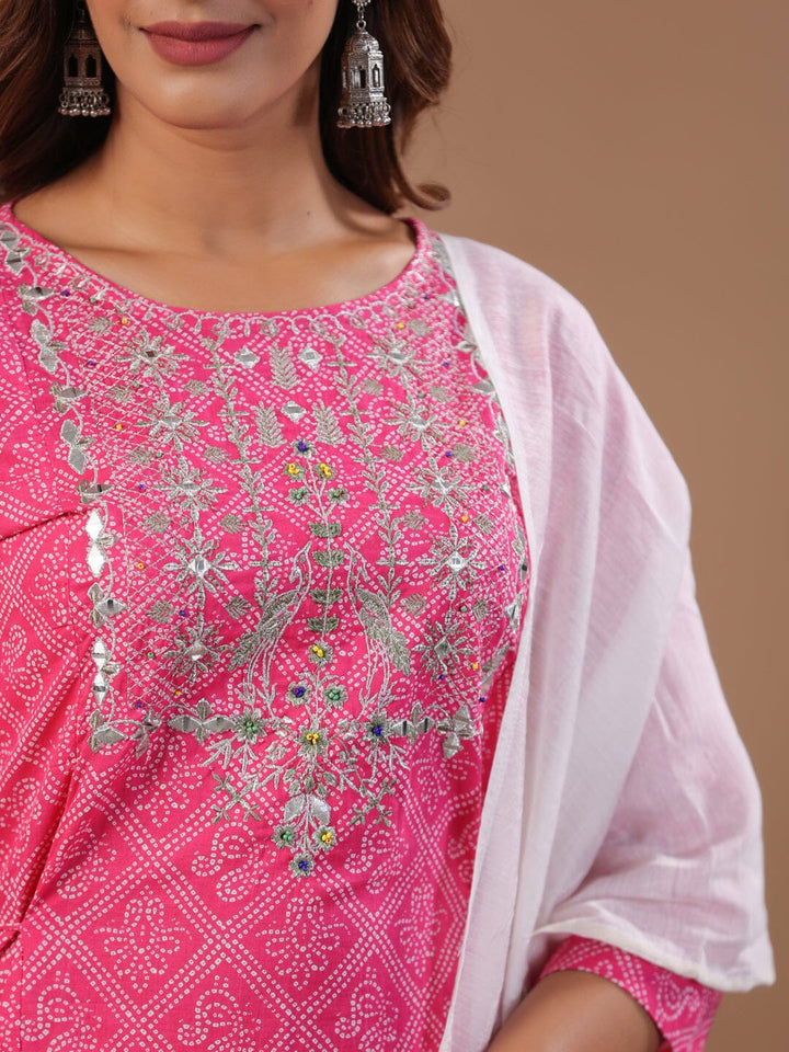 Pink Printed Kurta Set with Dupatta Kurta set Rangdeep-Fashions 