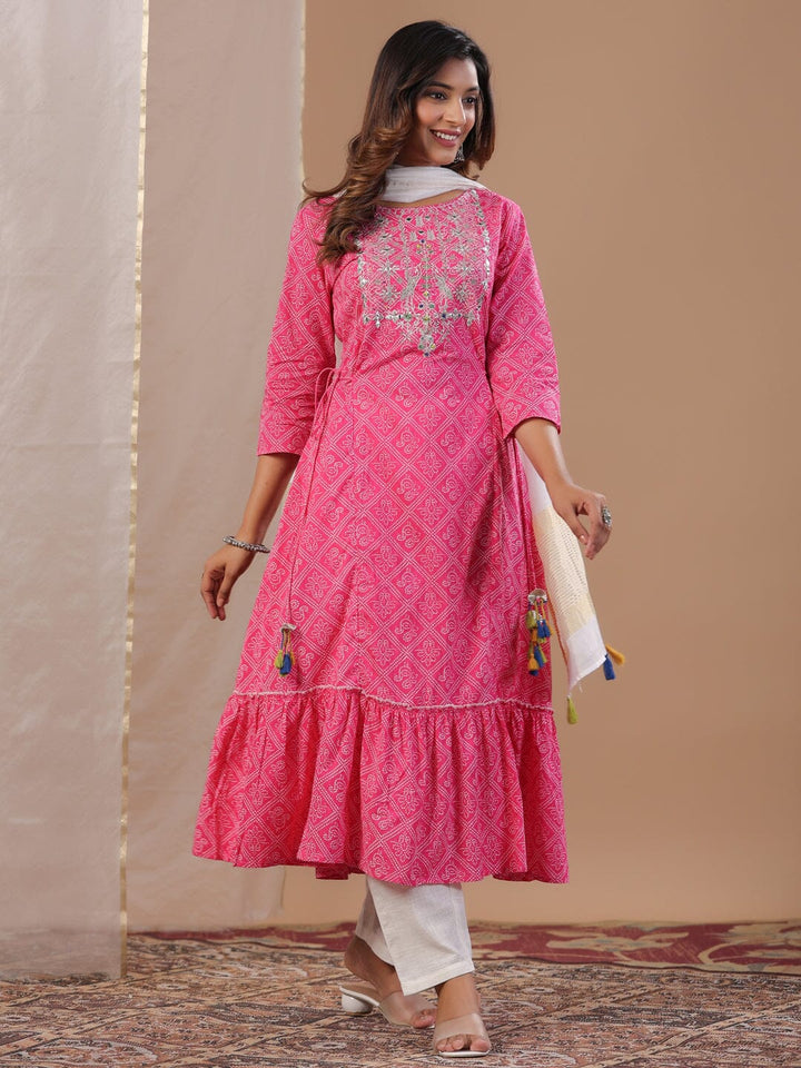 Pink Printed Kurta Set with Dupatta Kurta set Rangdeep-Fashions 