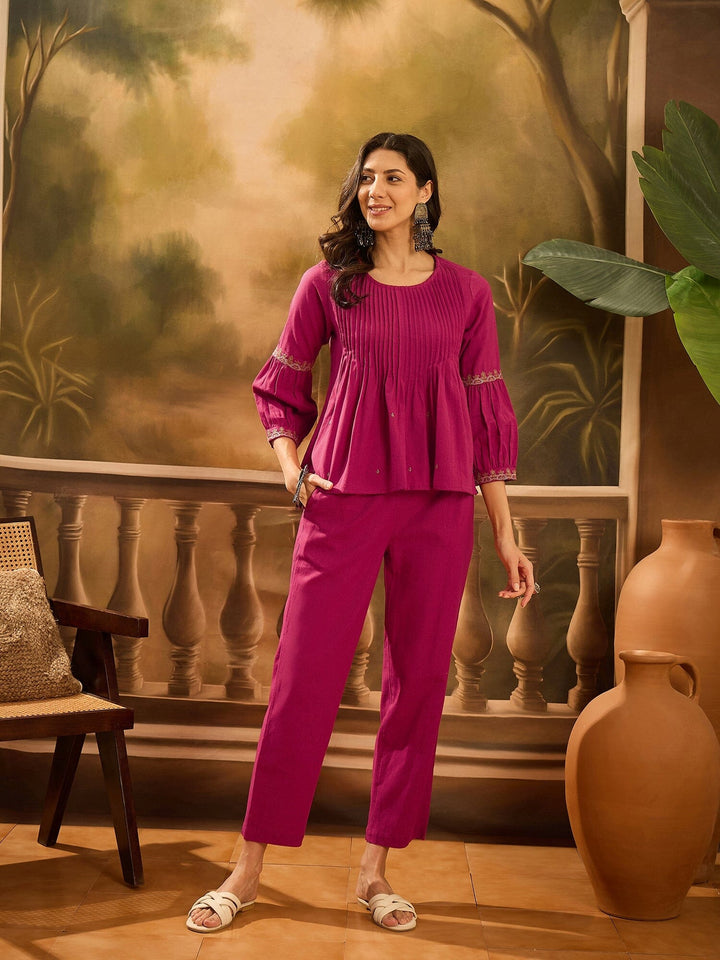 Pink Solid Printex Design Kurta Set for Women Kurta set Rangdeep 