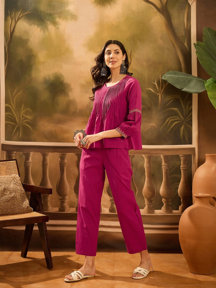 Pink Solid Printex Design Kurta Set for Women Kurta set Rangdeep 