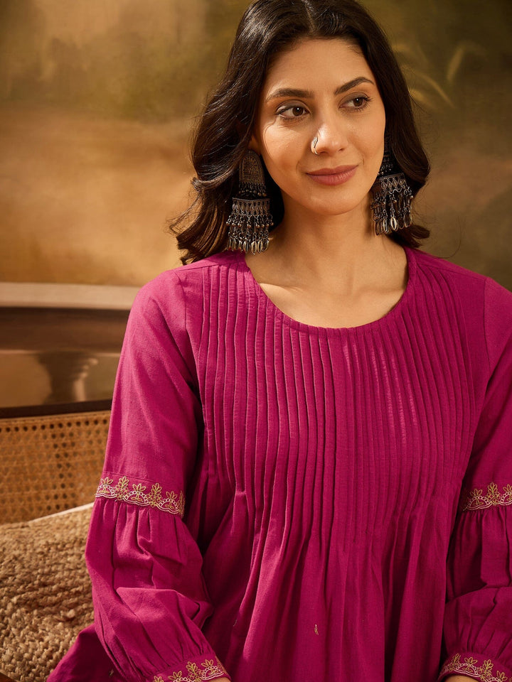 Pink Solid Printex Design Kurta Set for Women Kurta set Rangdeep 