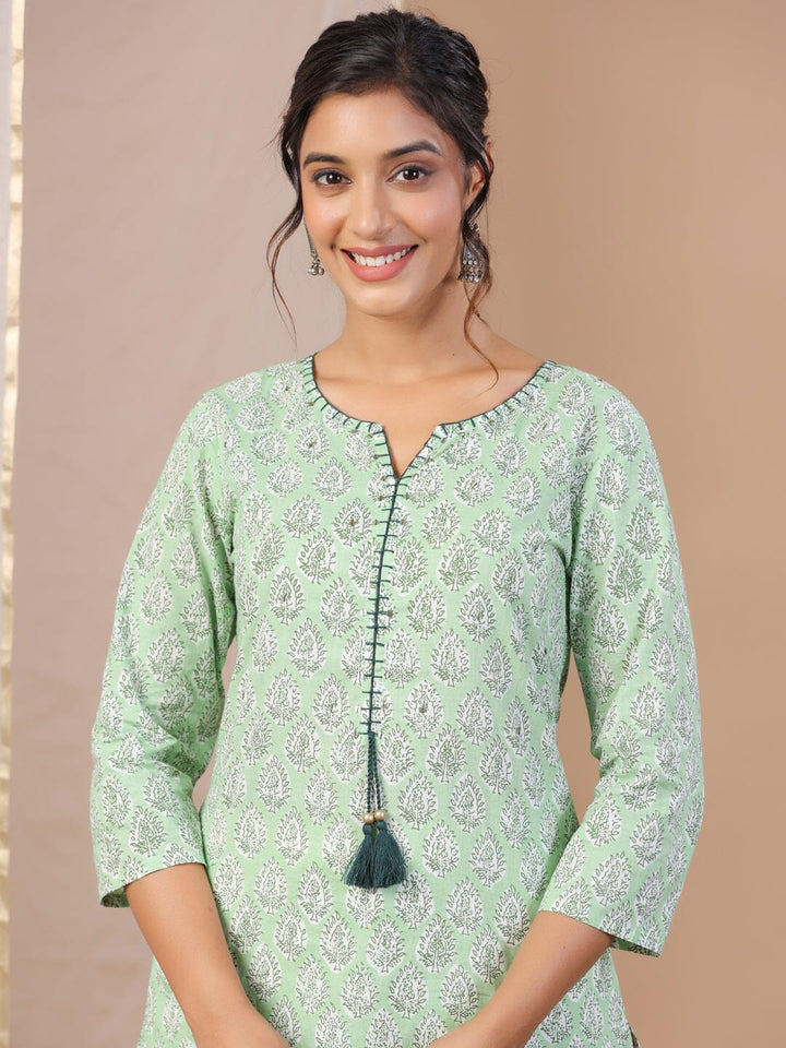 Printed Green Kurta for Women Kurta set Rangdeep-Fashions 