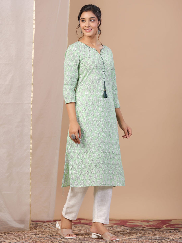 Printed Green Kurta for Women Kurta set Rangdeep-Fashions 