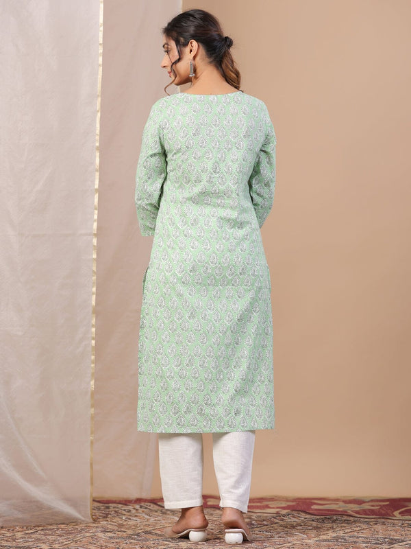 Printed Green Kurta for Women Kurta set Rangdeep-Fashions 