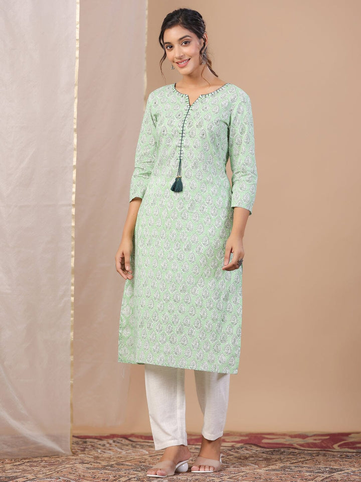 Printed Green Kurta for Women Kurta set Rangdeep-Fashions 