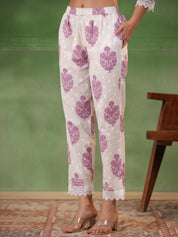 Purple Floral Printed Kurta Set with Dupatta Kurta set Rangdeep-Fashions 