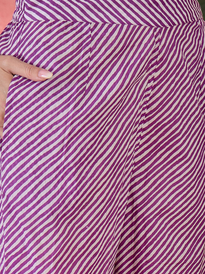 Purple Muslin Calf Length V-Neck Kurta set for Women Kurta set Rangdeep 