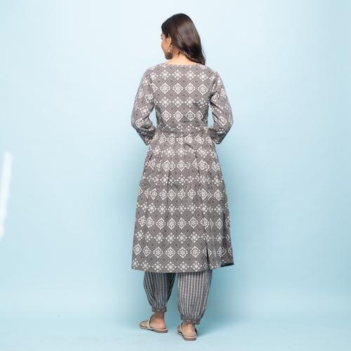 Rang Deep Women Set of Grey Cotton Kurta with Palazzo Kurti Rangdeep-Fashions 