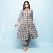 Rang Deep Women Set of Grey Cotton Kurta with Palazzo Kurti Rangdeep-Fashions 