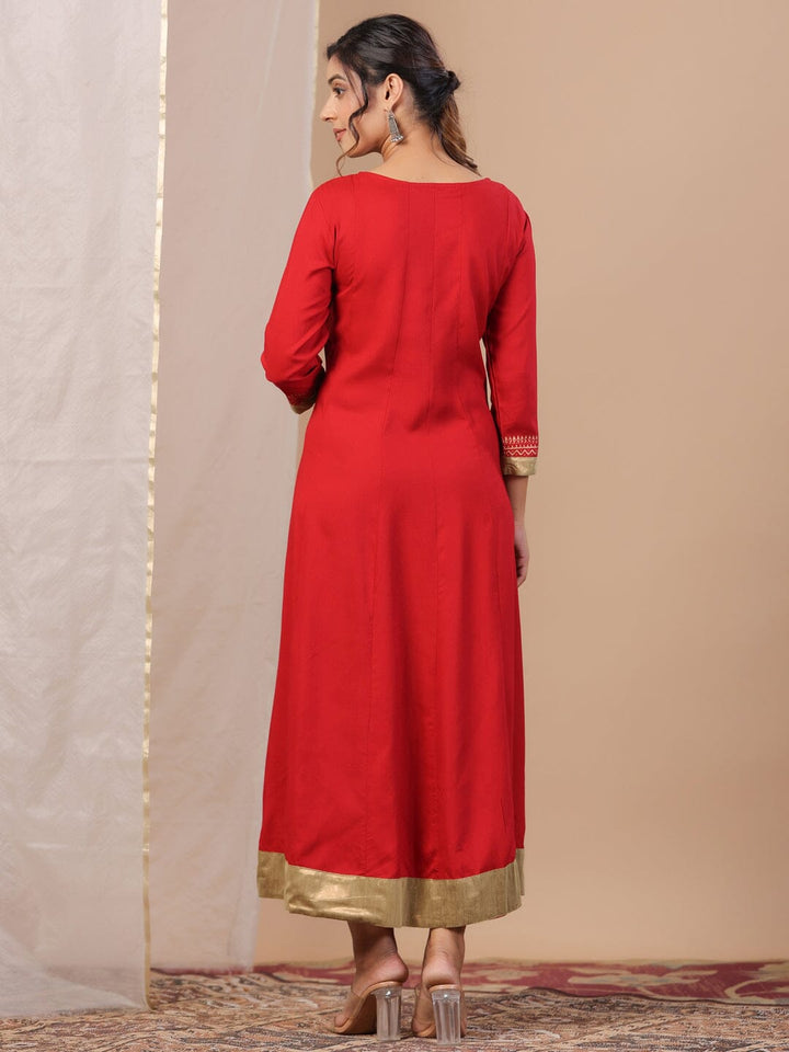 Red Floral Printed Kurta for Women kurta Rangdeep-Fashions 