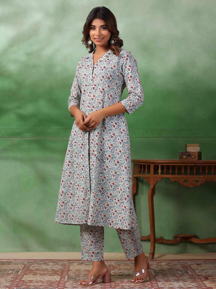 Red Flower Printed Kurta Set for Women Kurti set Rangdeep-Fashions 