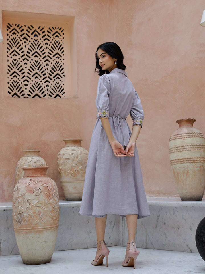 Solid Print Cotton Shirt Collar Dress Ethnic dress Rangdeep-Fashions 