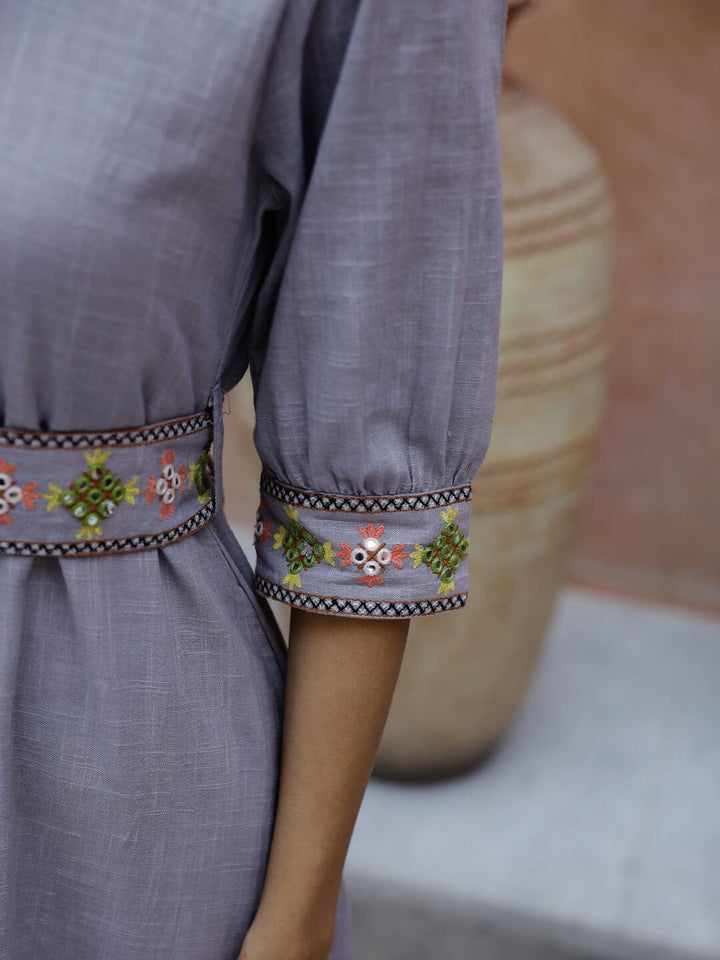 Solid Print Cotton Shirt Collar Dress Ethnic dress Rangdeep-Fashions 