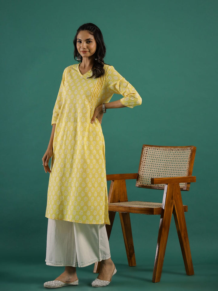 Summer yellow Cotton Printed kurta muslin kurta Rangdeep-Fashions 