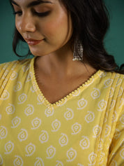 Summer yellow Cotton Printed kurta muslin kurta Rangdeep-Fashions 