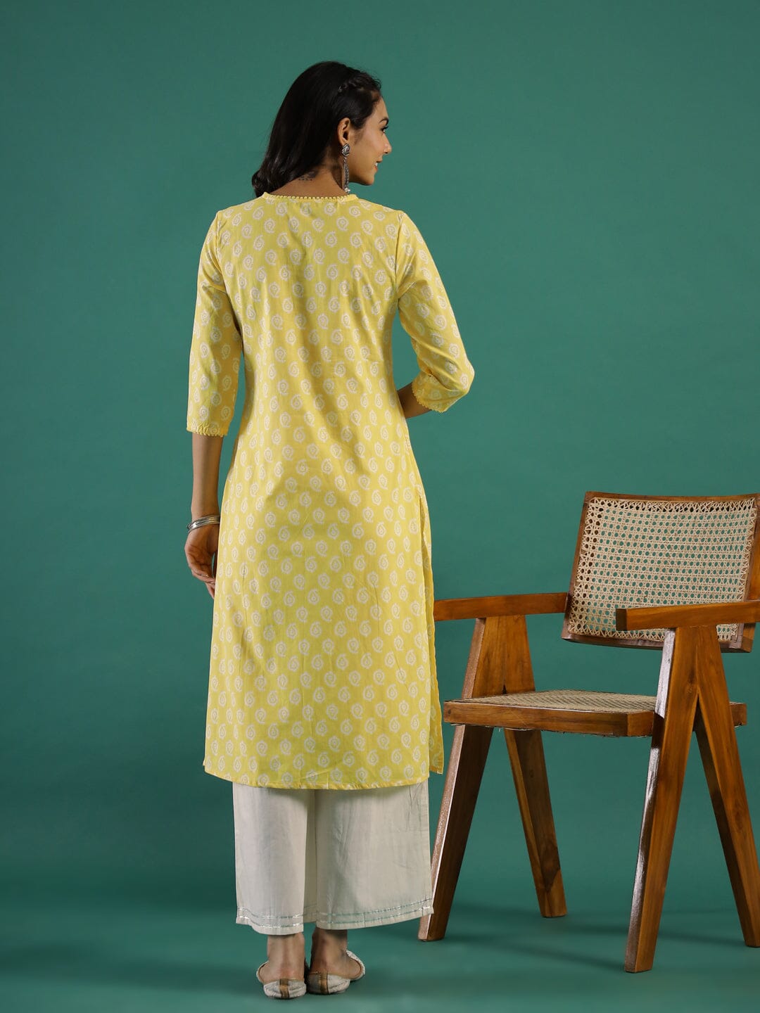 Summer yellow Cotton Printed kurta muslin kurta Rangdeep-Fashions 