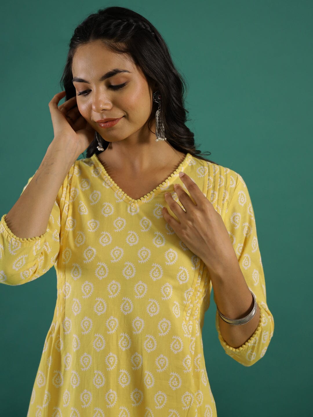 Summer yellow Cotton Printed kurta muslin kurta Rangdeep-Fashions 