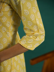 Summer yellow Cotton Printed kurta muslin kurta Rangdeep-Fashions 