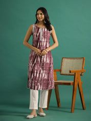 Violet Printed Cut Sleeves Kurti Set muslin kurta Rangdeep-Fashions 