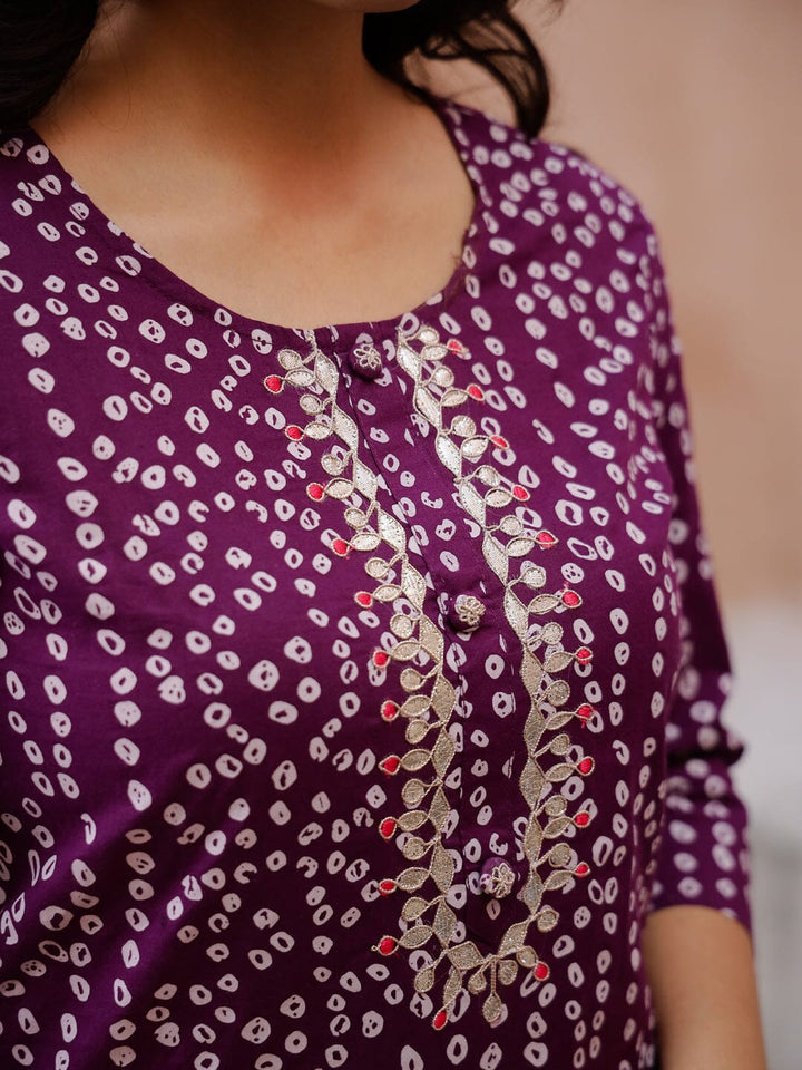 White Dot Printed Round Neck Kurta Kurta set Rangdeep-Fashions 