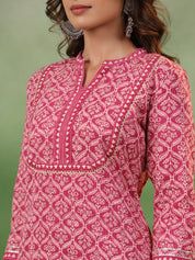 Women Floral Printed Regular Sequinned Pure Cotton Kurta with Trousers & With Dupatta muslin kurta Rangdeep-Fashions 