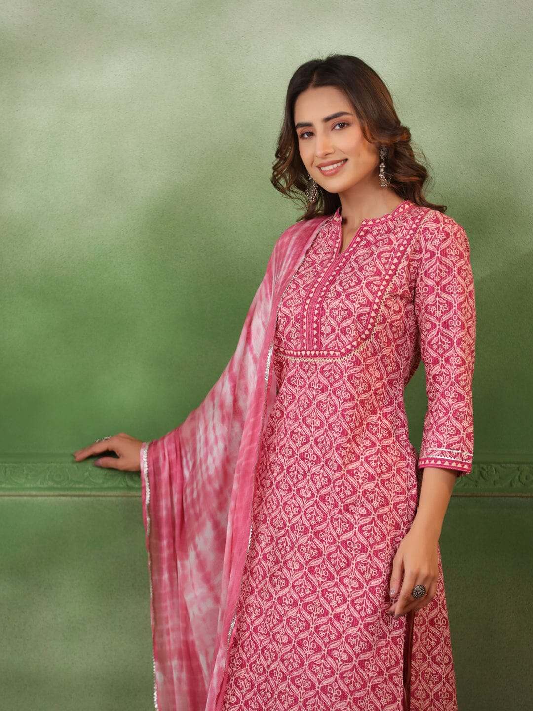 Women Floral Printed Regular Sequinned Pure Cotton Kurta with Trousers & With Dupatta muslin kurta Rangdeep-Fashions 