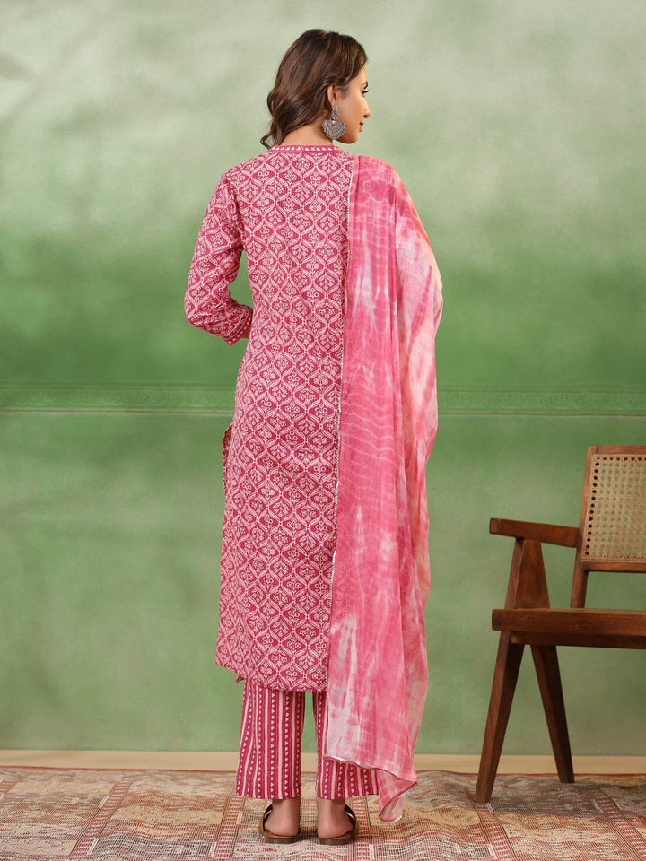 Women Floral Printed Regular Sequinned Pure Cotton Kurta with Trousers & With Dupatta muslin kurta Rangdeep-Fashions 