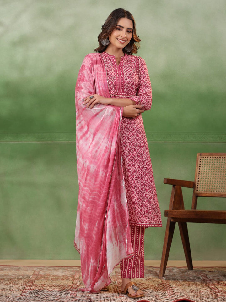 Women Floral Printed Regular Sequinned Pure Cotton Kurta with Trousers & With Dupatta muslin kurta Rangdeep-Fashions 