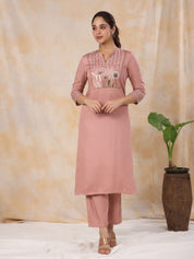 Women' s Floral Embroidered Satin Straight Kurta with Trouser & Dupatta Set Kurti Dupatta set Pant Rangdeep-Fashions 