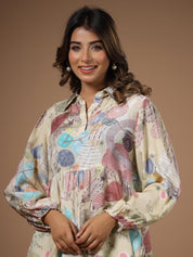 Women' s Floral Printed Silk Blend Straight Kurta with Trousers Kurti Dupatta set Pant Rangdeep-Fashions 