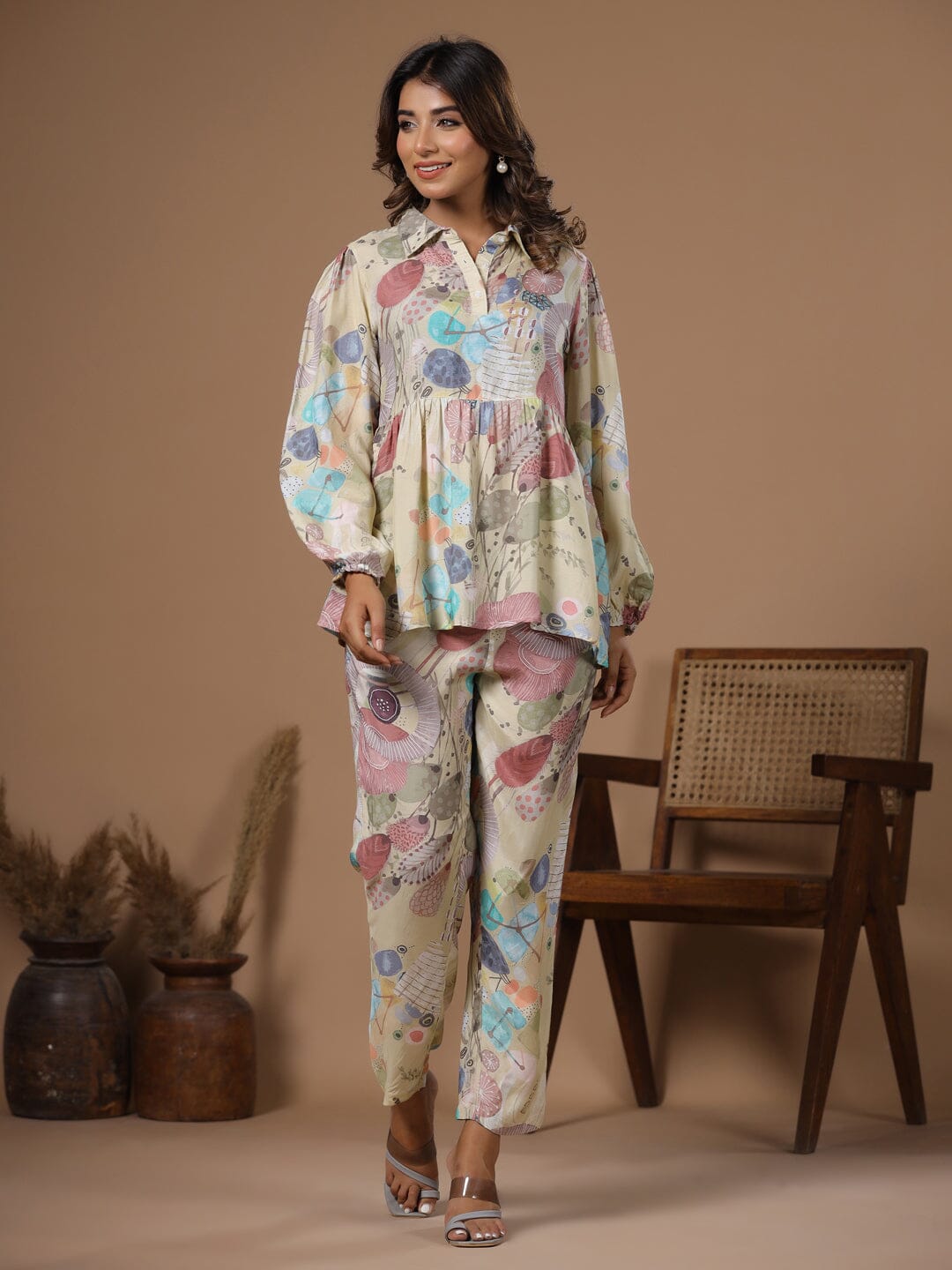 Women' s Floral Printed Silk Blend Straight Kurta with Trousers Kurti Dupatta set Pant Rangdeep-Fashions 