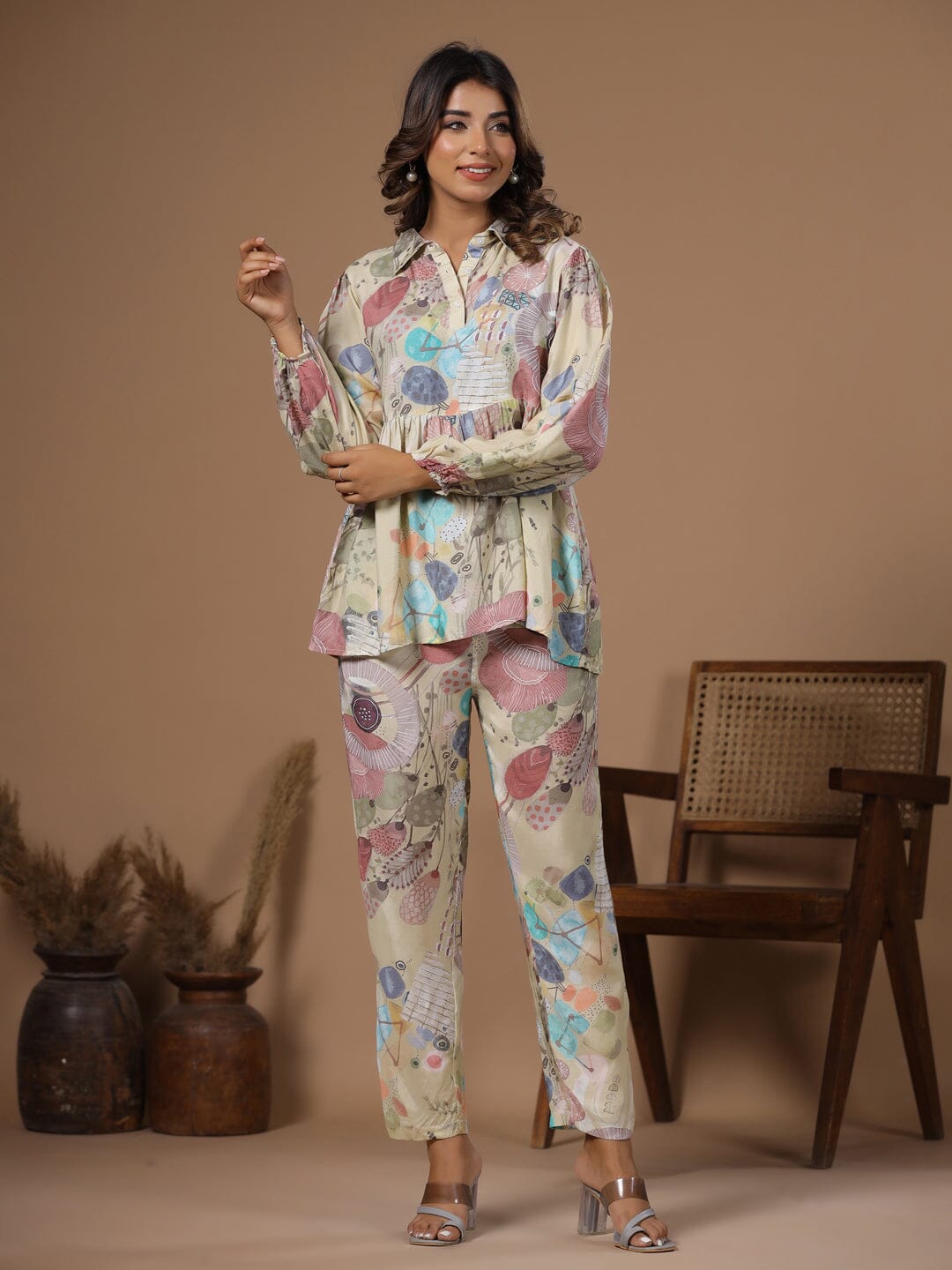 Women' s Floral Printed Silk Blend Straight Kurta with Trousers Kurti Dupatta set Pant Rangdeep-Fashions 