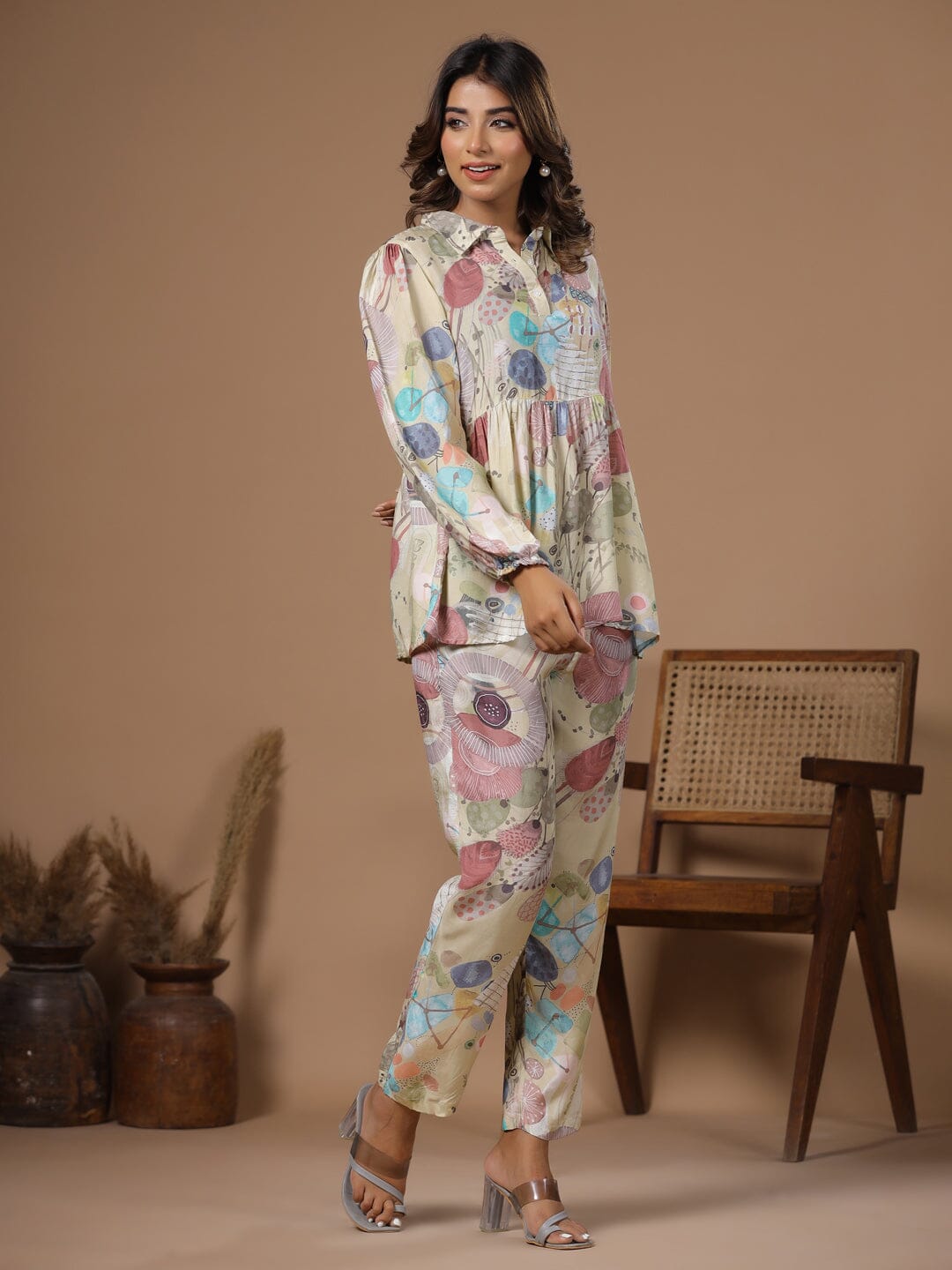 Women' s Floral Printed Silk Blend Straight Kurta with Trousers Kurti Dupatta set Pant Rangdeep-Fashions 