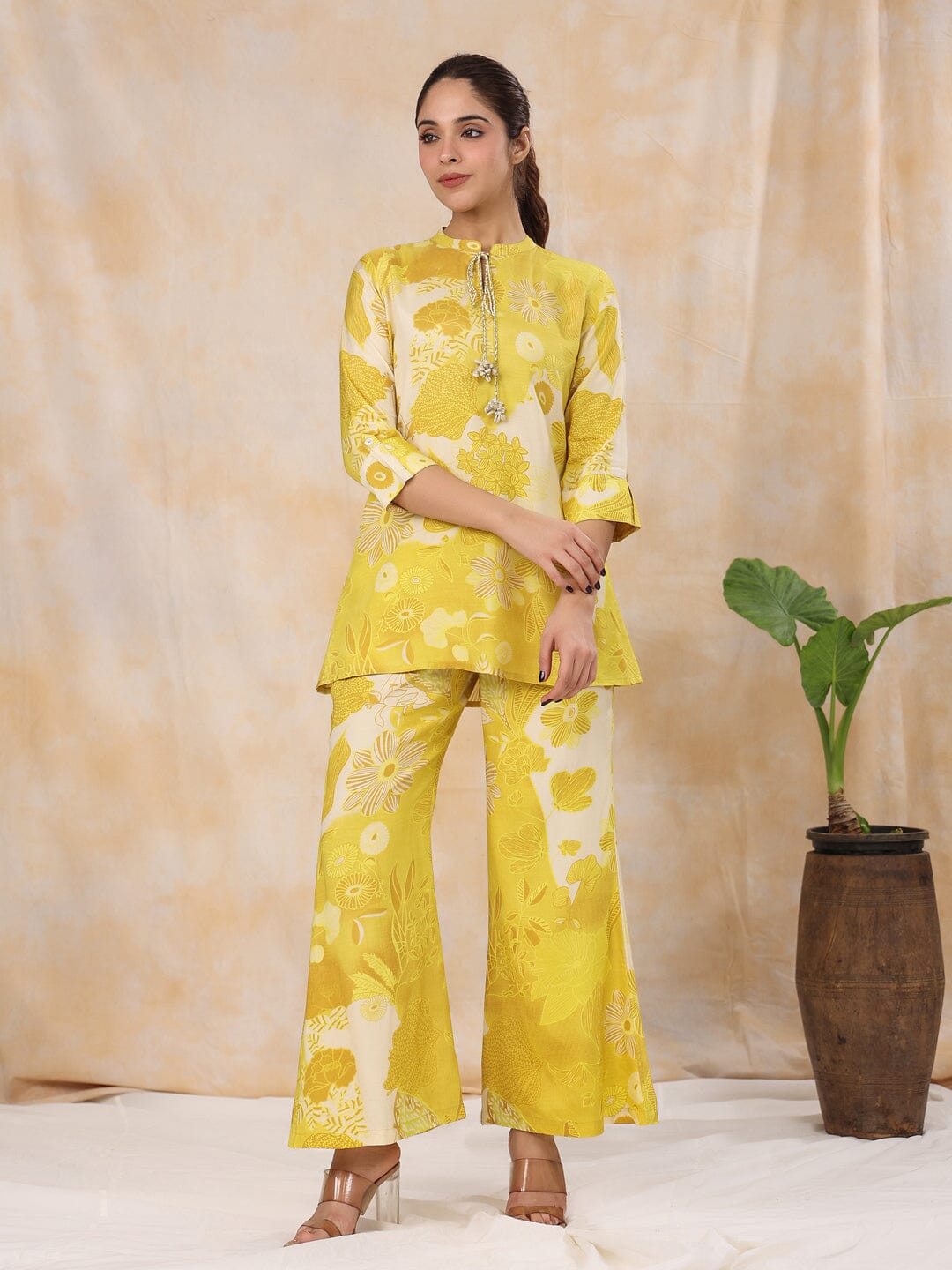 Women' s Floral Printed Silk Blend Straight Kurta with Trousers Kurti Dupatta set Pant Rangdeep-Fashions 