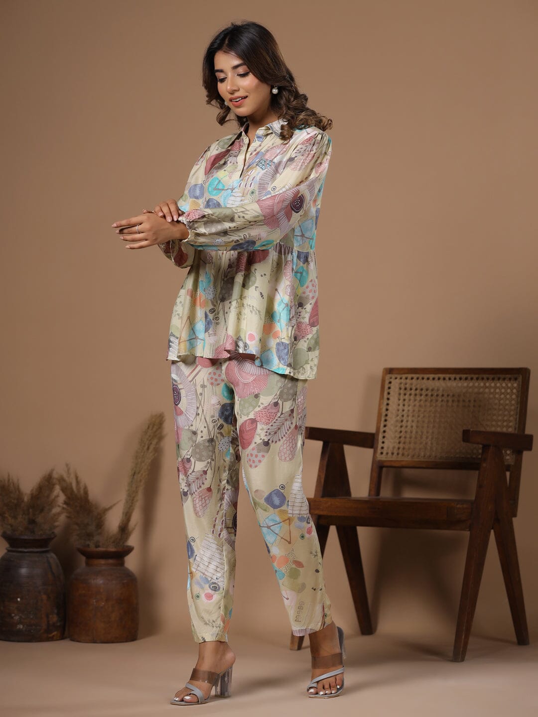 Women' s Floral Printed Silk Blend Straight Kurta with Trousers Kurti Dupatta set Pant Rangdeep-Fashions 