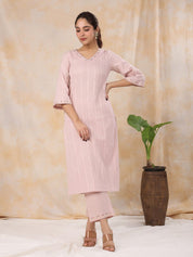 Women' s Woven Design Solid Pure Cotton Straight Kurta with Trousers Kurti Dupatta set Pant Rangdeep-Fashions 