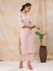 Women' s Woven Design Solid Pure Cotton Straight Kurta with Trousers Kurti Dupatta set Pant Rangdeep-Fashions 