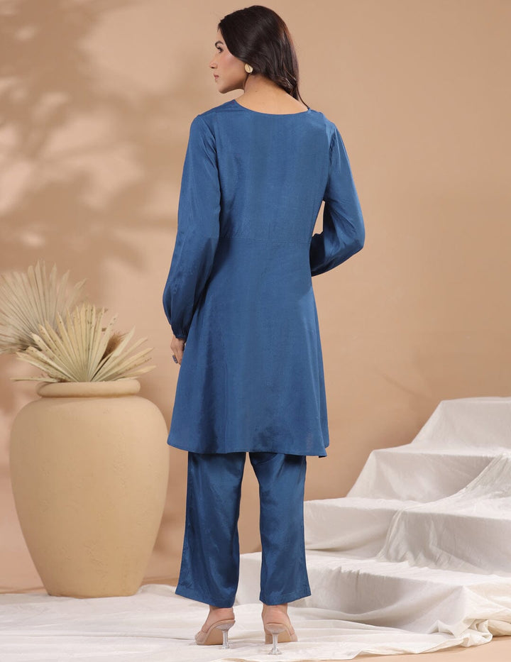 Women V-Neck Top & Flared Trouser Co-Ords Co-ord Sets SANSKRUTI HOMES 