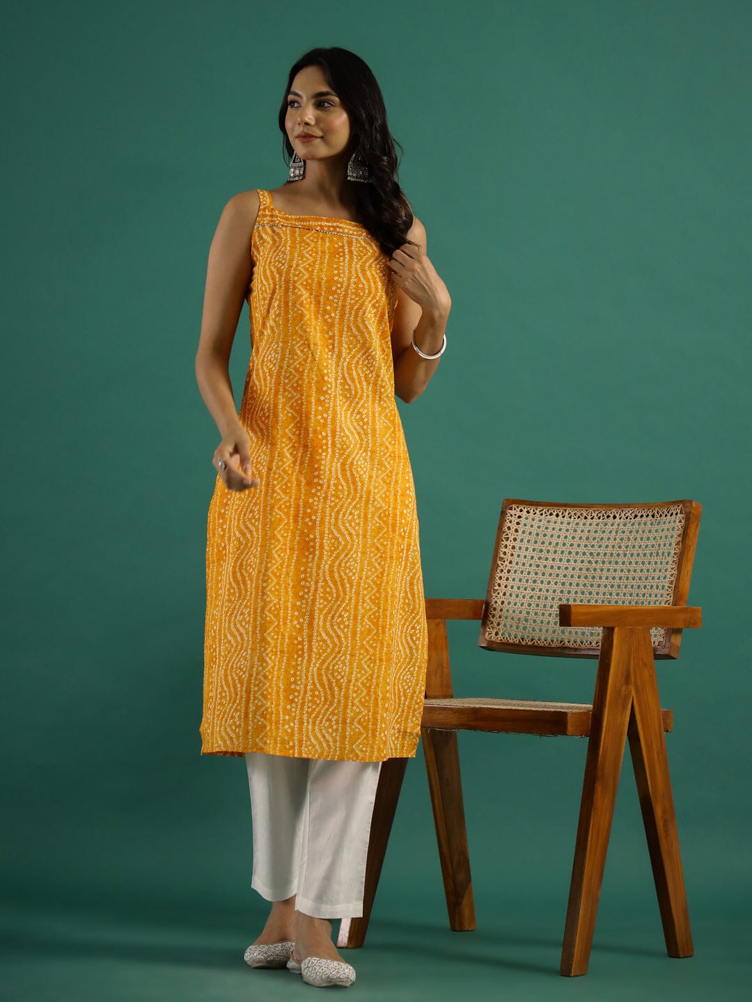 Yellow Cut Sleeves Kurti Set muslin kurta Rangdeep-Fashions 